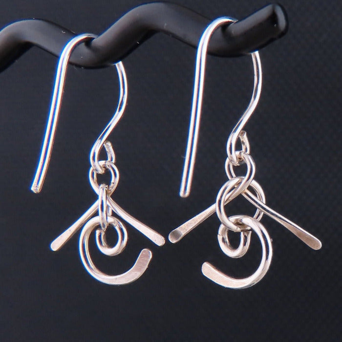 Really Short Cute Curlycue Silver Wire Dangle Earrings - Lone Rock JewelryEarrings, Jewelry