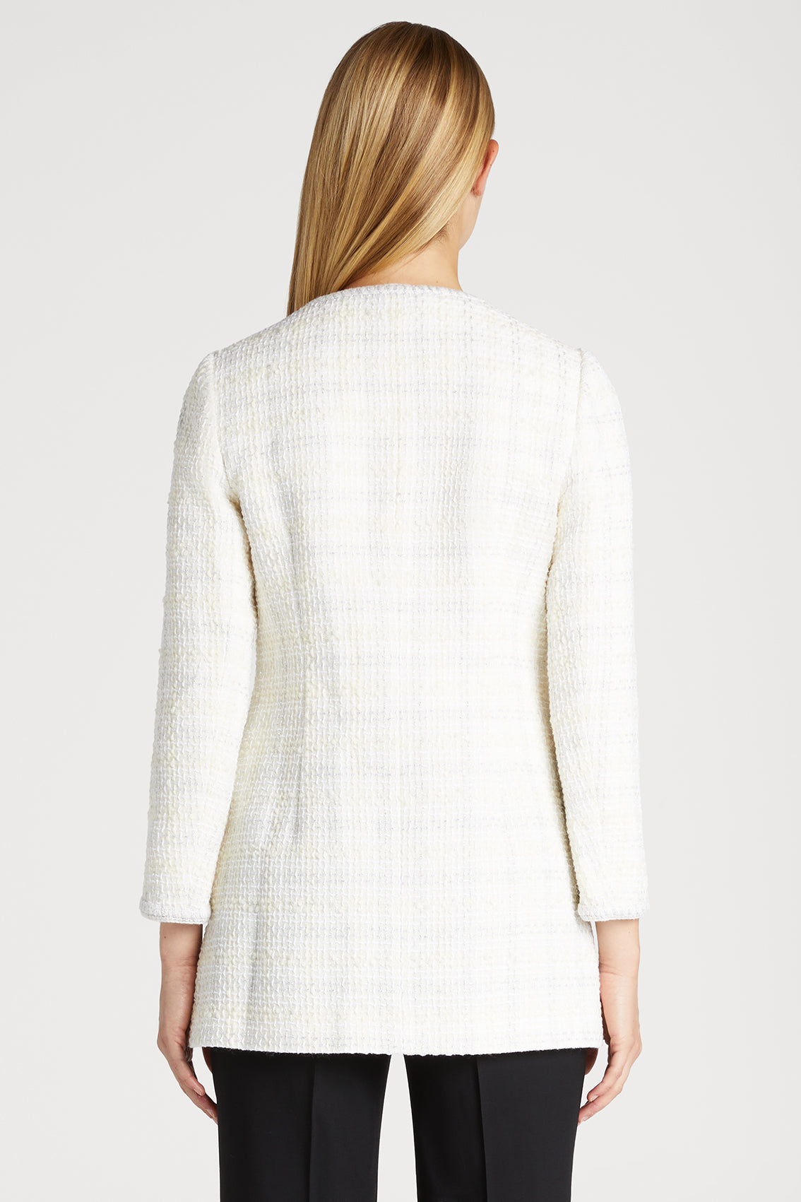 Cache Cach Pearl Trim Tweed Blazer - White