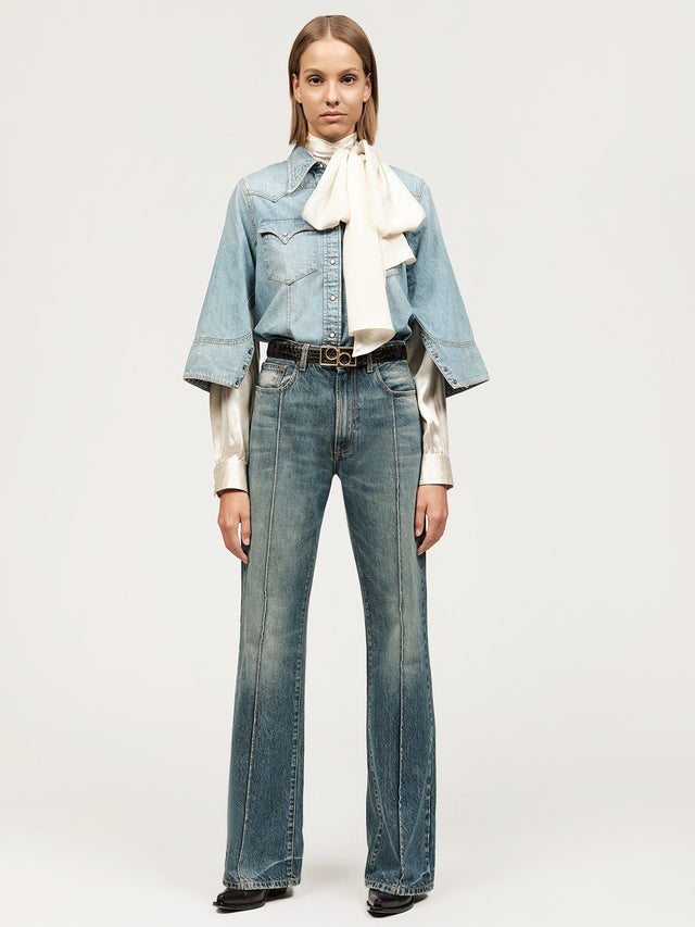 Geometric Logo Western Washed Denim Shirtâ | Shirts&Blouses | Ports ...