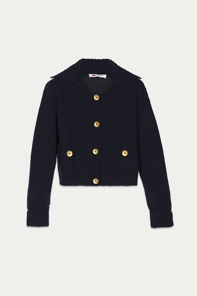 Navy Collared Cardigan | Knitwear | PORTS 1961 – Ports1961