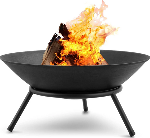 22.6 Inch Fire Pit Outdoor Wood Burning Fire Bowl with A Drain Hole Fireplace Extra Deep Large Round Outside Backyard Deck Camping