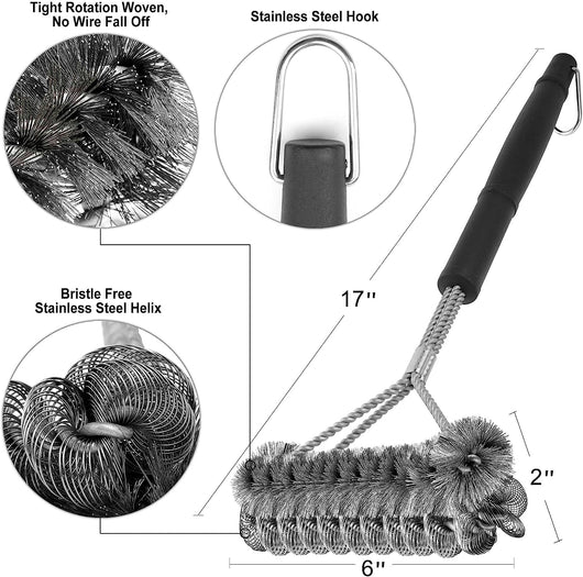 Wood Grain Safe/Clean Bristle-Free Grill Brush - 18 Stainless Steel