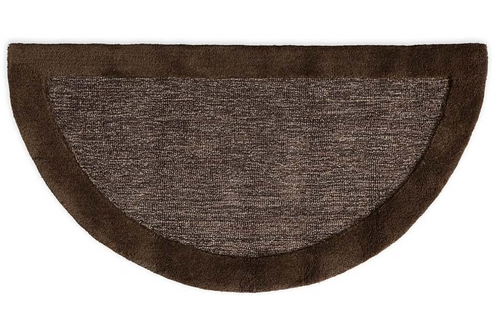 Half Round Fireproof Hearth Rug, 100% Wool Fireplace Mat, Protect Hardwood Floor Carpet from Sparks and Embers Wood Stove, Charcoal Brown 2'x4'