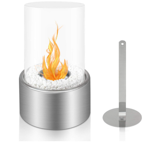 Round Ventless Tabletop Portable Fire Bowl Pot Bio Ethanol Fireplace, 5.7"D x 7"W x 7"H