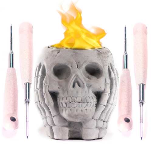 Tabletop Fire Pit Skull Design Decor for Halloween, Mini Fire Pit Bowl, Ethanol Portable Firepit, Smokeless Smores Maker Fireplace Gift