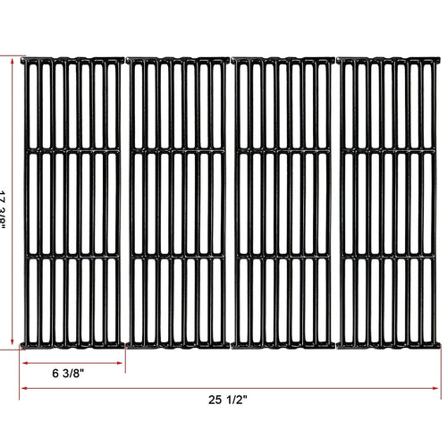 Cast Iron Cooking Grates for Broil King 4 Burner 9625-54, 9625-57, 9625-64, 9625-67, 9625-84, 9625-87 Grills, 4Pcs 17 3/8" x 6 3/8"