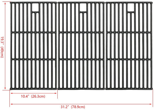 BBQ Grates for Brinkmann 810-8500-S, 810-8501-S, 810-8502-S, 3 Pcs Kit 19 1/4" x 31 1/8"