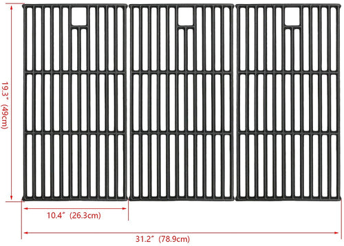 BBQ Grates for Sterling Forge 720-0058, 3 Pcs Kit 19 1/4" x 31 1/8", Grill Replacement Parts