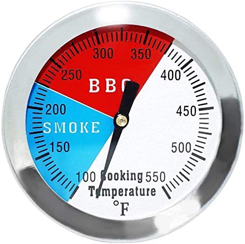 2 Inch Oil Drum BBQ, UDS Smoker, Pit Wood Smoker Grill Temperature Gauge 100 to 550F BBQ Charcoal Smoker Thermometer With 2" Stem SS RWB