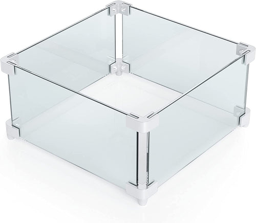 Rectangle Fire Pit Glass Wind Guard, 22 x 22 x 6 inch, Thick 5/16'' Heat-Resistant Tempered Glass Guard