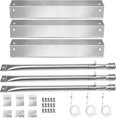 Parts Kit fits Char-Griller 3000, 3001, 3008, 3030, 4000, 4208 Grill Models, Stainless Steel Grill Burners + Heat Plates Kit