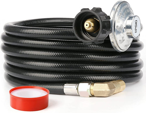 12 Feet Propane LP Adapter Hose with Regulator for 17"/22" Blackstone Tabletop Camper Griddle Grill, QCC1 Propane Hose with Elbow Fitting Adapter