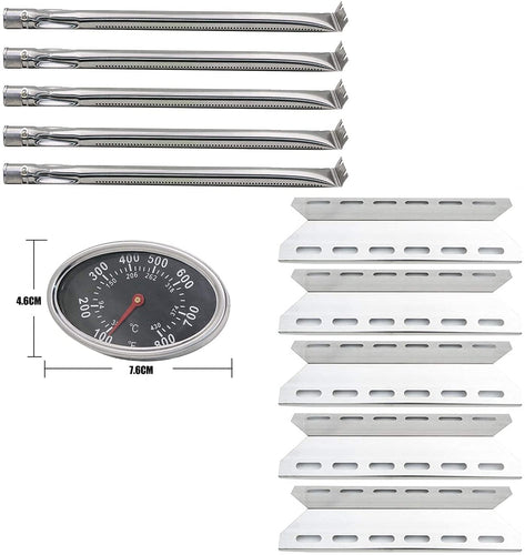 Grill Reapir Kit for Nexgrill 720-0033, 720-0140, 720-0125 etc, Heat Plate , Burner Tube and Temp Gauge