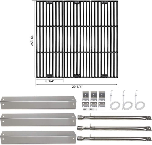 Repair Parts for Char-Griller 3000, 3001, 3008, 3030, 5050, 5072, 5252, 5650 Grill, Gas Grill Burners + Heat Plates + Grates + Igniter