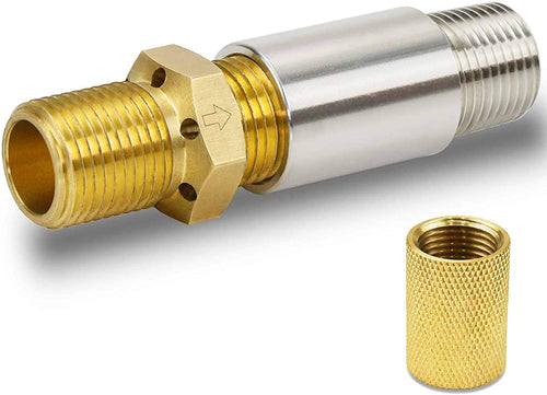 1/2" LP Air Mixer Valve for Fire Pits, 150K BTU 304 SS Solid Brass Liquid Propane Gas Copper Joint, 1/2 inch NPT Female, Male Thread + A Brass Adapter