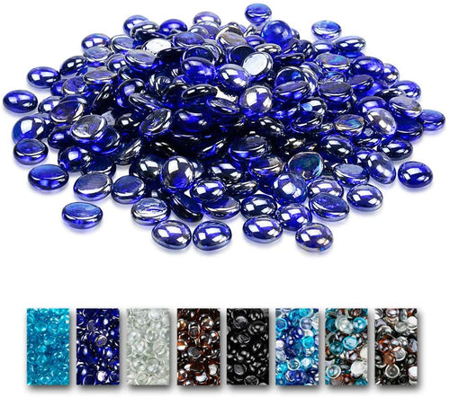 10 Pounds 1/2 Inch Cobalt Blue Round Safe Fire Pit Glass Beads Glass Rocks for Natural or Propane Fireplace for Outdoors and Indoors Firepit 