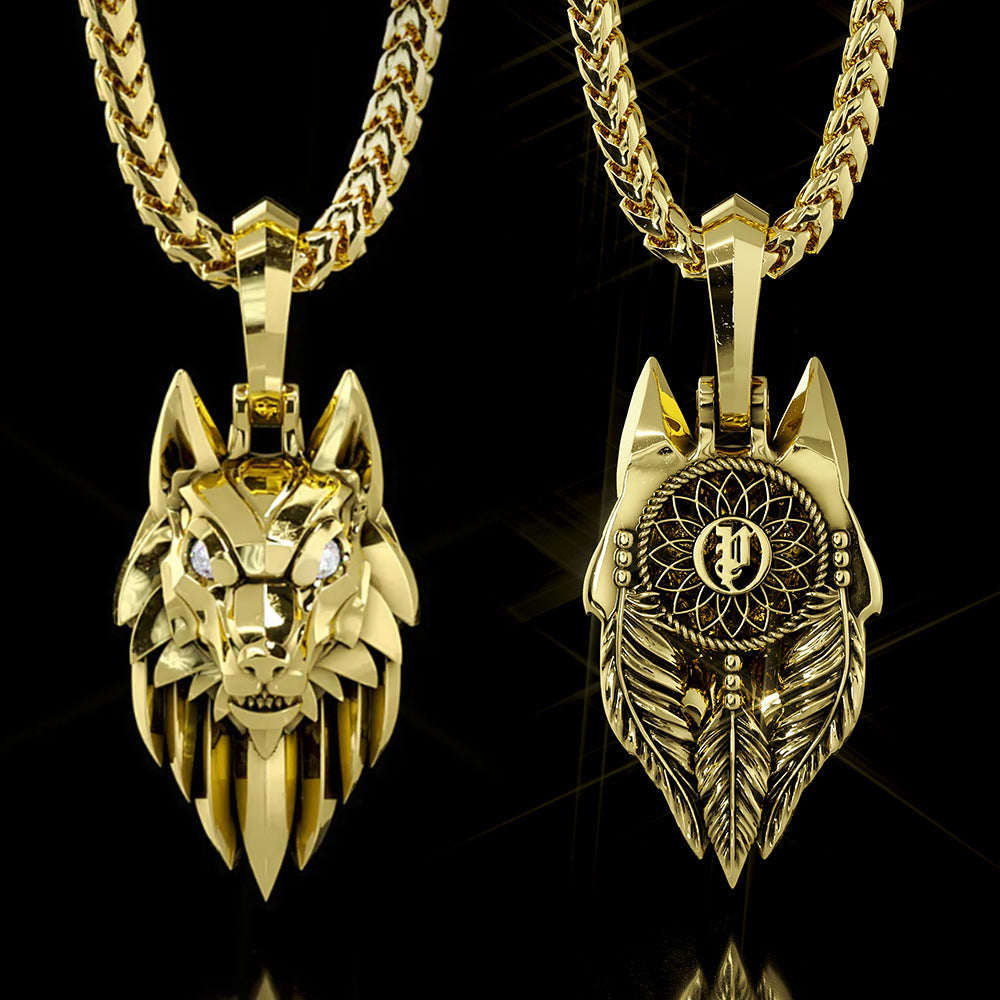 Gold Wolf Pendant, 14k Gold Wolf Pendant by Proclamation Jewelry