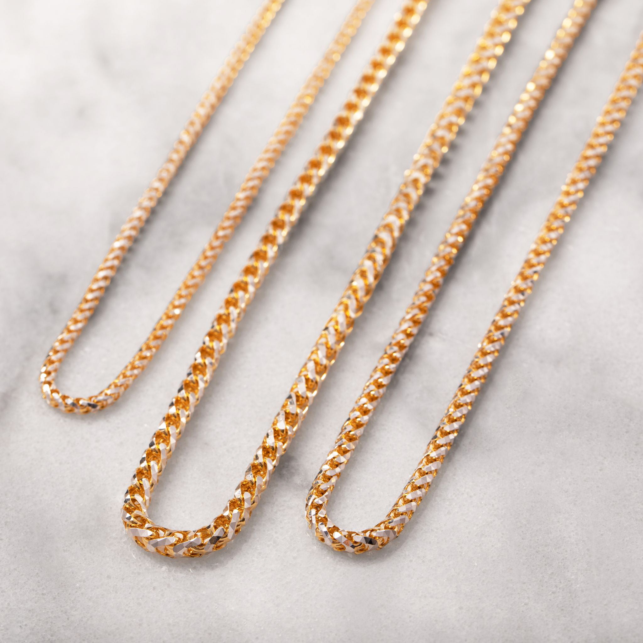 4mm Prism Cut Franco Chain, 14K Gold Chain Men’s, Solid Gold Chain 24 Inches