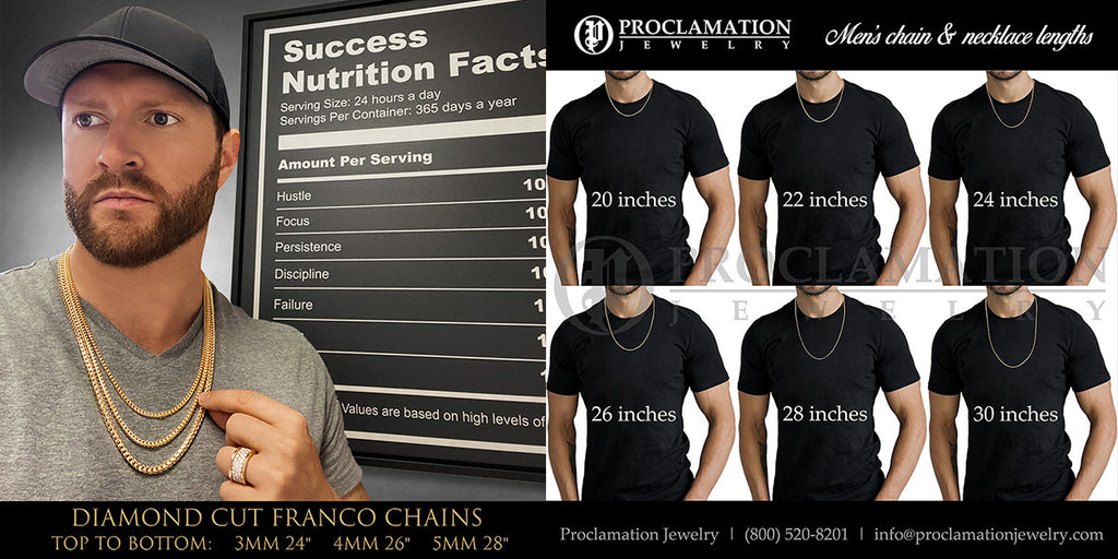 Proclamation Jewelry Men's Diamond Cut Franco Chain Necklace