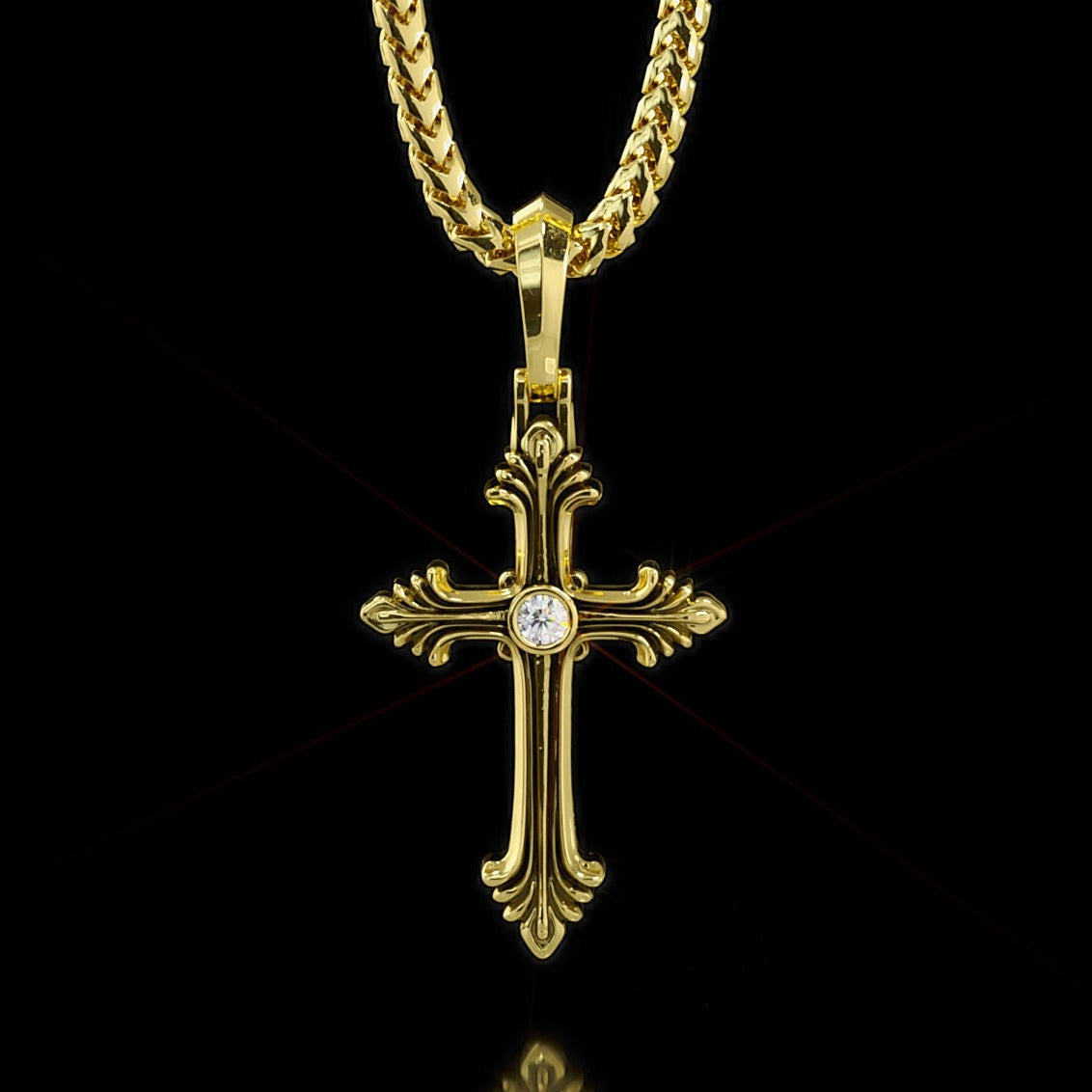 Glory, Gold Cross Pendant with Diamond