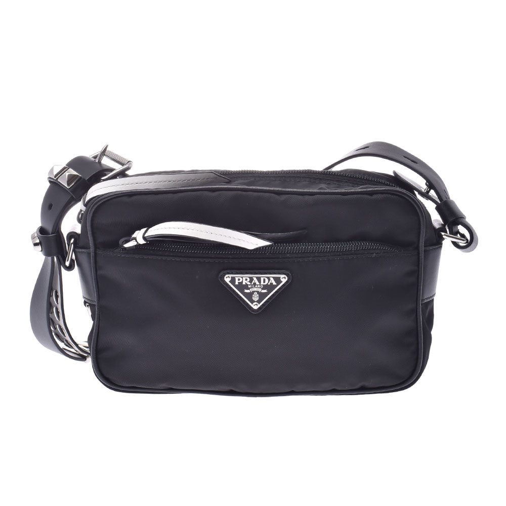 Prada studs act model black Lady's nylon shoulder bag 1BC167 PRADA is used  – 銀蔵オンライン