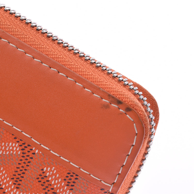 ゴヤールヘリンボーンラウンドファスナー long wallet orange unisex