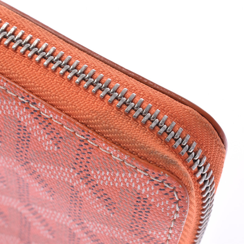 ゴヤールヘリンボーンラウンドファスナー long wallet orange unisex