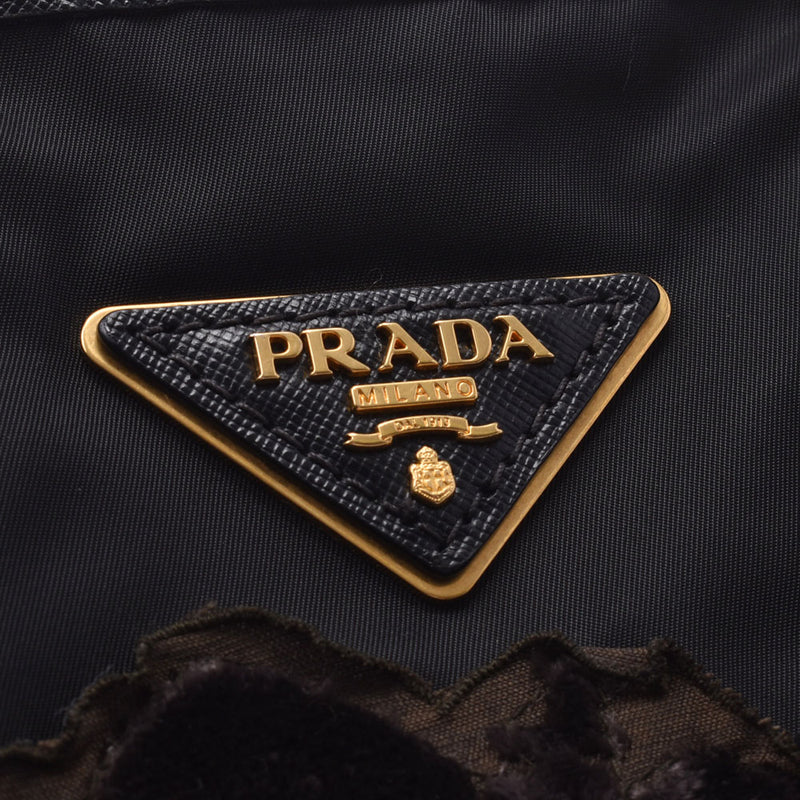 プラダフラワーモチーフ 2WAYバッグ 黒 レディース トートバッグ PRADA