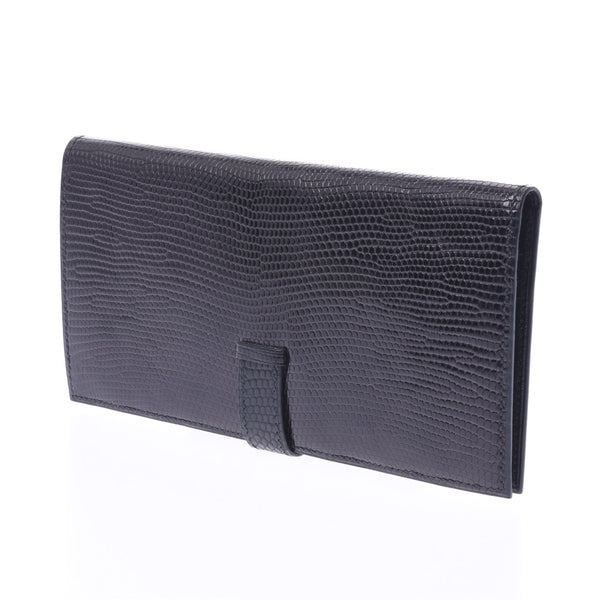 Hermes bean classic bi-fold long wallet black gold metal fittings H ...