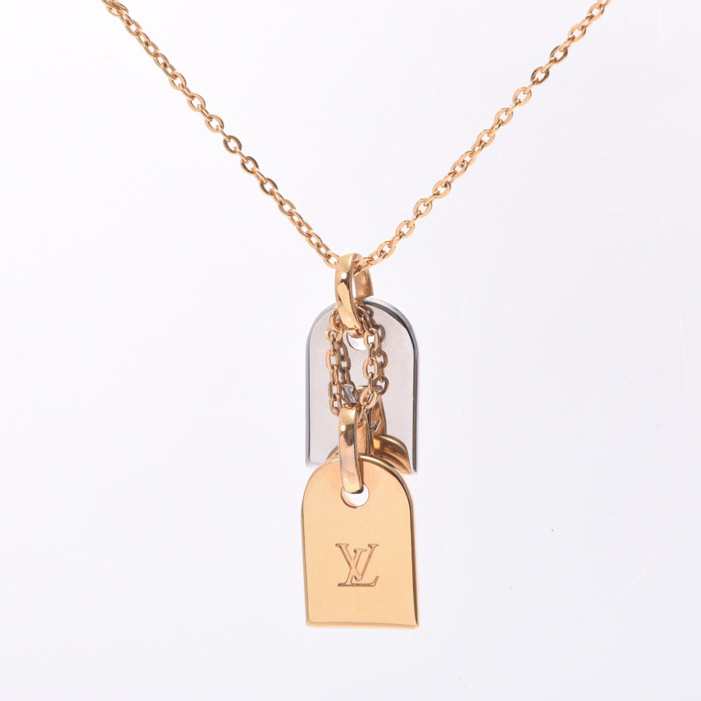 Louis Vuitton Nanogram Necklace Name Tag Motif Gold/Silver Unisex