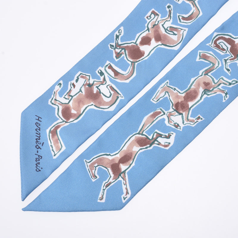 エルメスツイリー 自由の馬/Chevaux en liberte 水色/ブラウン レディース スカーフ HERMES – 銀蔵オンライン