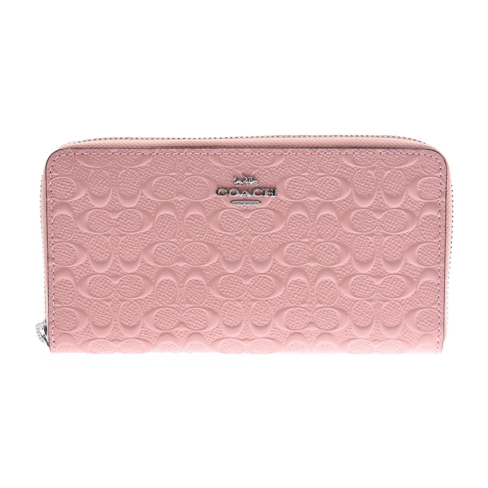 Coach signature round fastener long wallet outlet pink lady long wallet ...