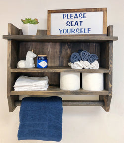 Bathroom Storage Shelf with Farmhouse Towel Hooks - The McGarvey