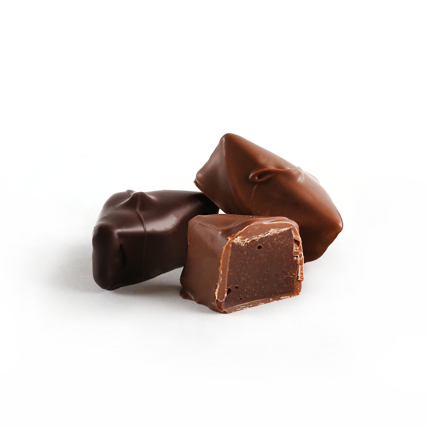 Product photo milk and dark chocolate truffles