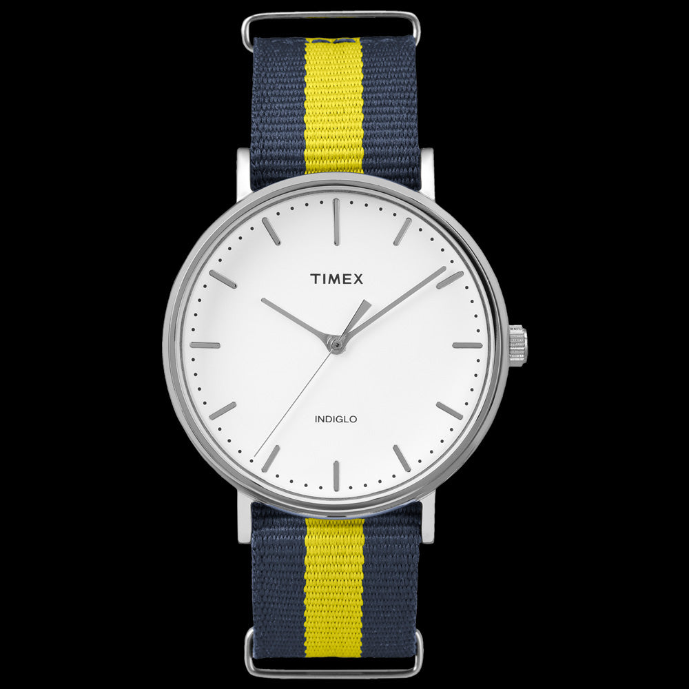 Timex Weekender Fairfield Silver Blue Yellow Strap Watch | Australia –  Silver Steel