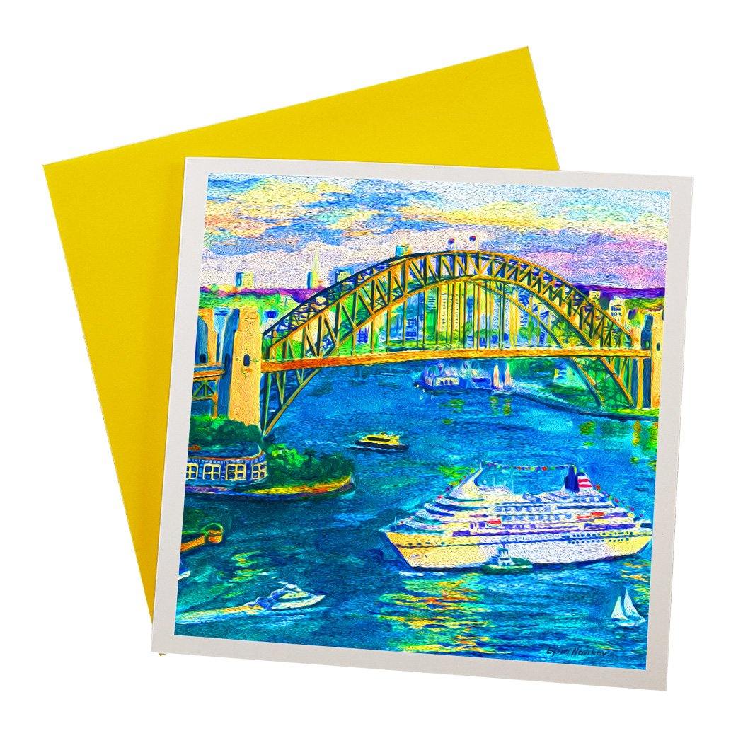Australian Greeting card featuring the Sydney Harbour from above
