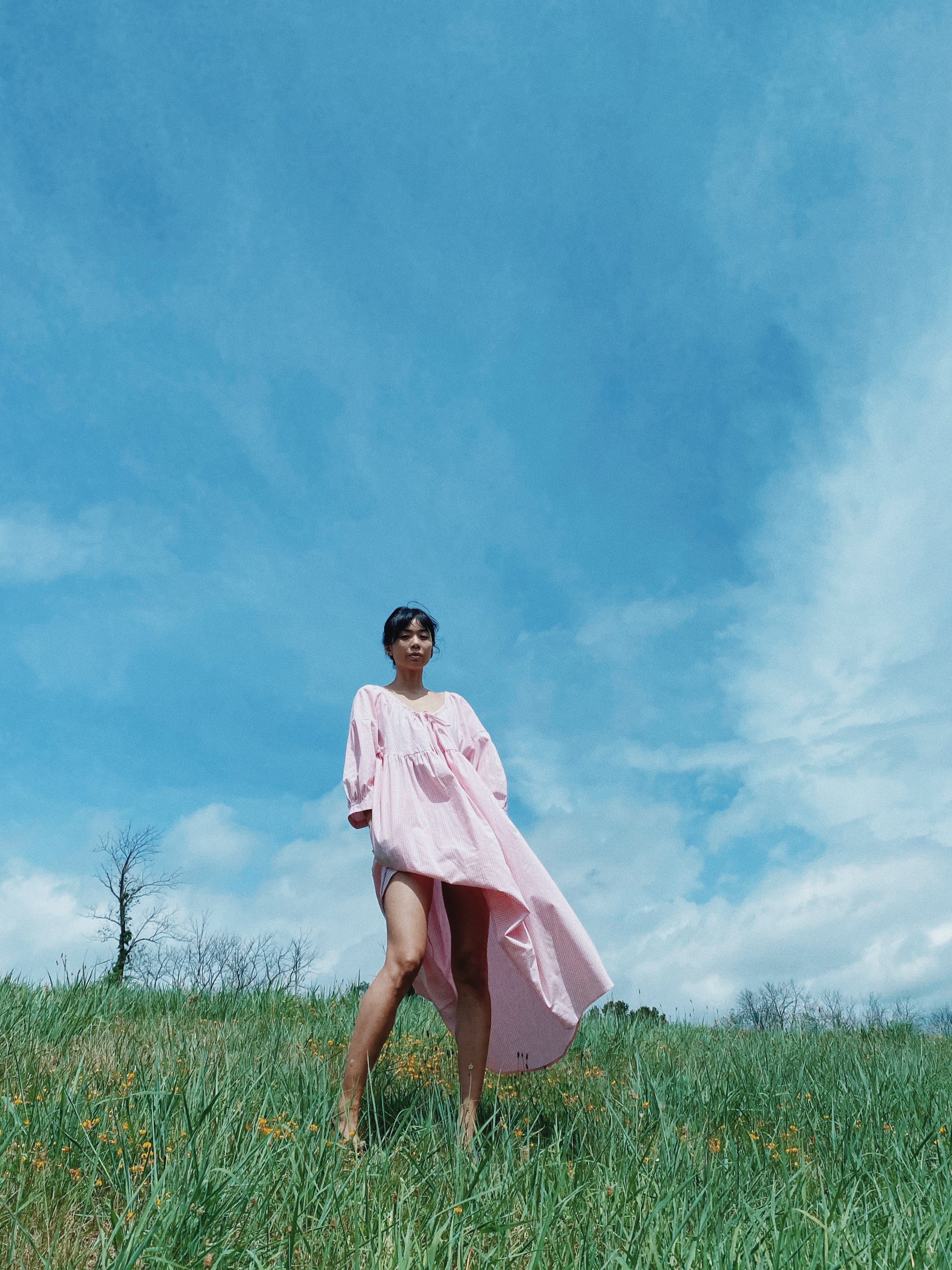 Adjustable Oversize Cloud Dress in Pink Gingham