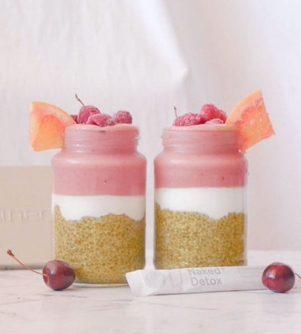 Raspberry turmeric smoothie chia jars