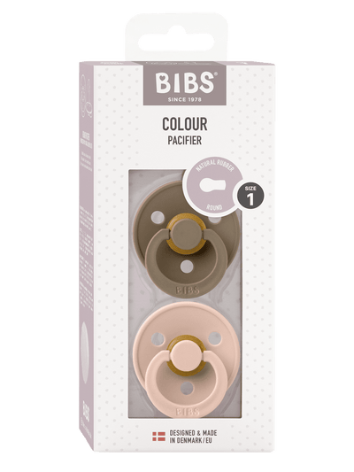BIBS Colour 2 PACK latex Size 1 - Dark Oak/Blush