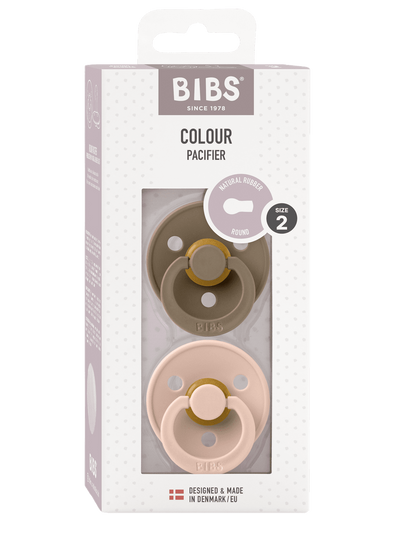 BIBS Colour 2 PACK latex Size 2 - Dark Oak/Blush