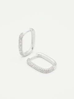 Petite diamond edge hoops - silver