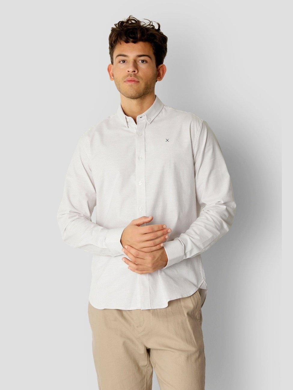  SkjorteClean Cut Copenhagen Oxford Stripe Skjorte - Khaki Striped