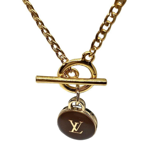 ALTERED 23ct Gold Plated Toggle Necklace with Black LV Zip Pendant – zbyzo