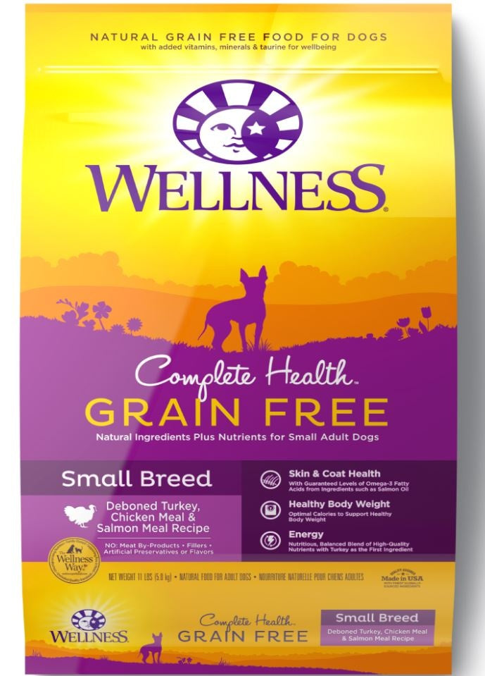 Wellness Complete Health Grain Free Small Breed Deboned Turkey, Chicken Meal and Salmon Meal Recipe Dry Dog Food - Mr Mochas Pet Supplies