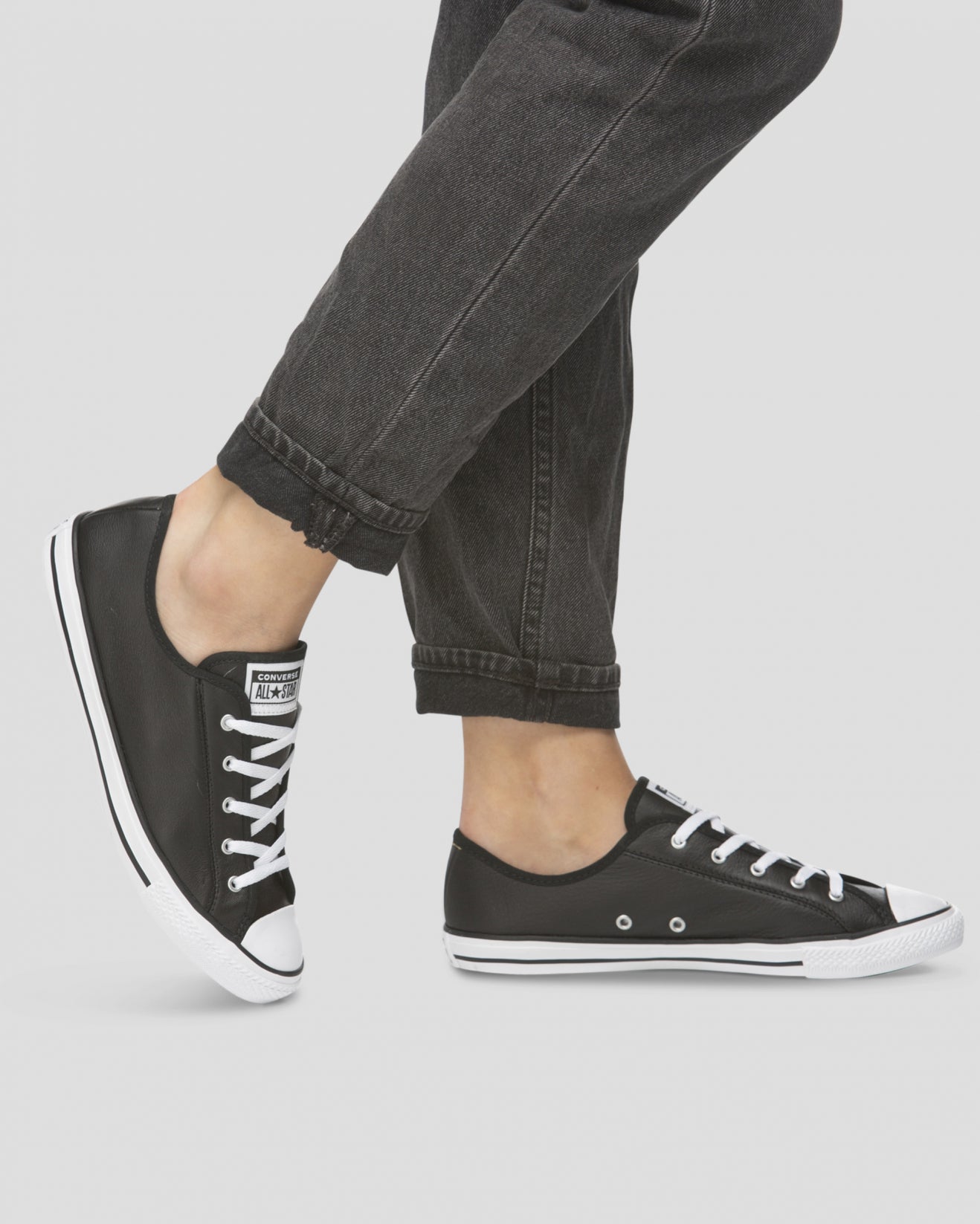 converse all star dainty black leather 