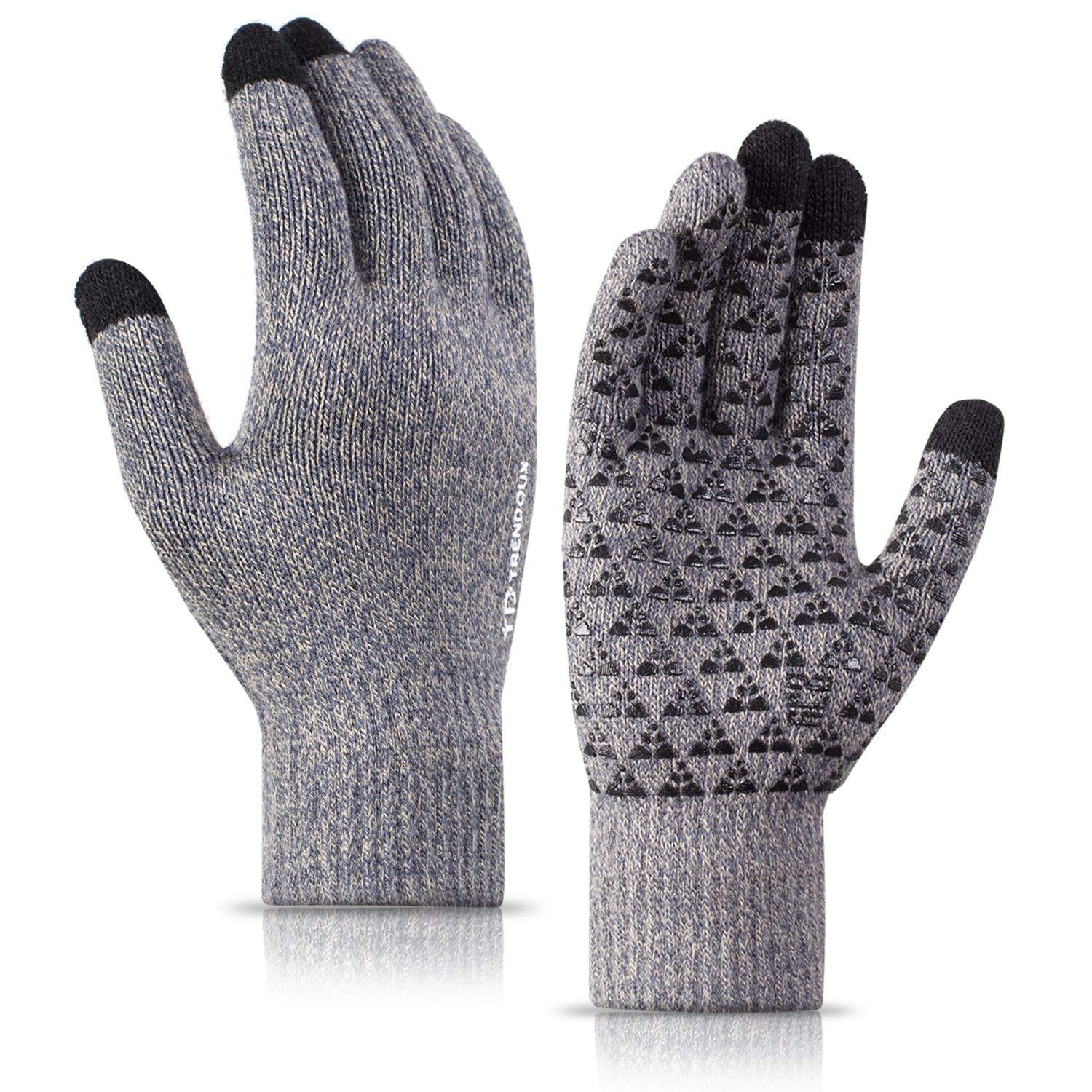 TRENDOUX Cold Proof Thick Knit Winter Gloves for Men and Women Thermal