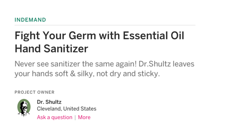 Screenshot of Doc Shultz Hand Sanitizer Indiegogo Funding