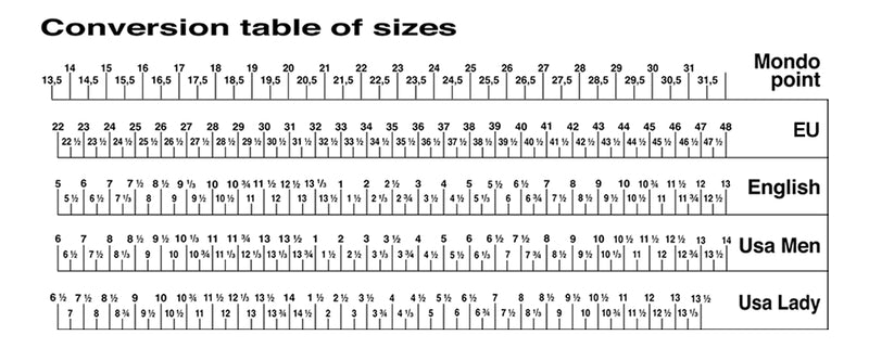 Evo Mondo Size Chart
