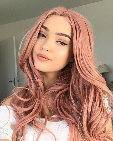 Lace Frontal Wigs Pink Hair Ash Blonde With Pink Highlights For