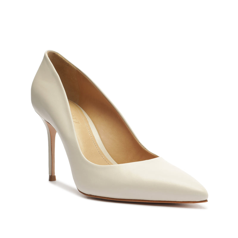 Lou Leather Pump in White, Pointed Toe Shoe
